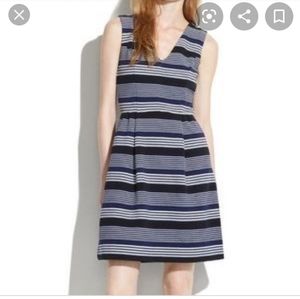 Madewell gallerist ponte navy striped dress